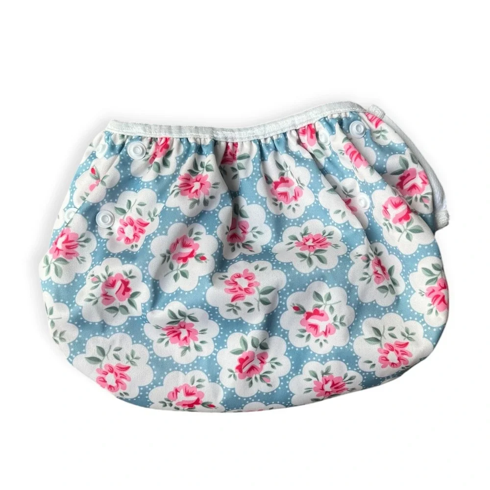 Babygoal Reusable Cloth Diaper Cover Blue Floral Pink Rose Adjustable Snaps